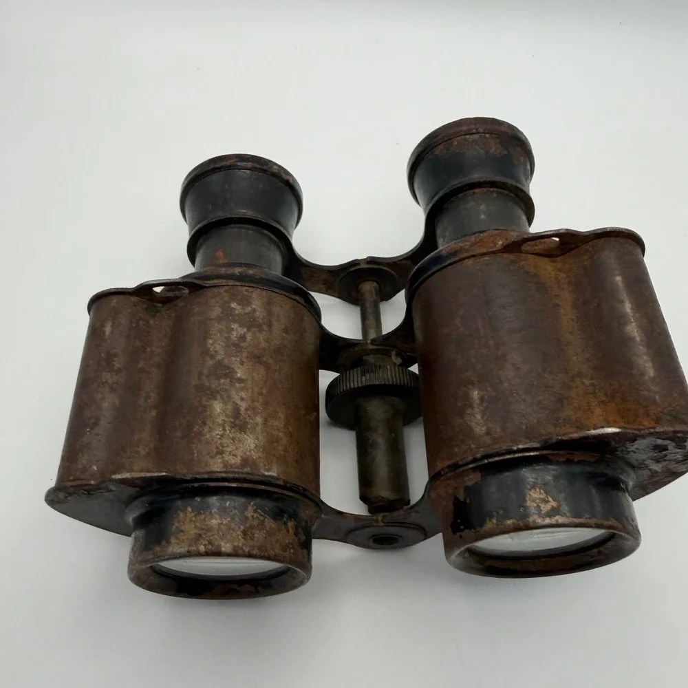 Vintage Antique Metal Binoculars Rusty Patina Steampunk Prop Decor 4.5x4in